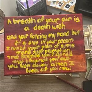 Hand-Painted Canvas with Poetic Song Lyrics Gracie Abrams
